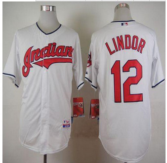 Cleveland Indians #12 Francisco Lindor White Cool Base Stitched Baseball Jersey