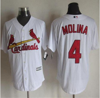 St. Louis Cardinals #4 Yadier Molina White New Cool Base Stitched Baseball Jersey