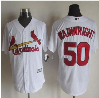St. Louis Cardinals #50 Adam Wainwright White New Cool Base Stitched Baseball jersey
