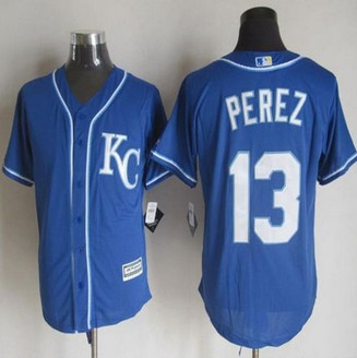 Kansas City Royals #13 Salvador Perez Blue Alternate 2 New Cool Base Stitched Baseball Jersey Kansas City Royals #13 Salvador Perez Blue Alternate 2 New Cool Base Stitched Baseball Jersey