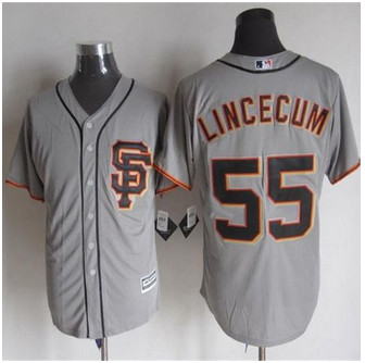 San Francisco Giants #55 Tim Lincecum Grey Road 2 New Cool Base Stitched Baseball Jersey