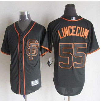 San Francisco Giants #55 Tim Lincecum Black Alternate New Cool Base Stitched Baseball Jersey