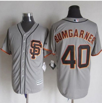 San Francisco Giants #40 Madison Bumgarner Grey Road 2 New Cool Base Stitched Baseball Jersey