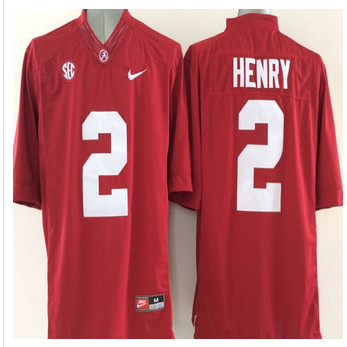 Alabama Crimson Tide #2 Derrick Henry Red SEC Patch Stitched NCAA Jersey