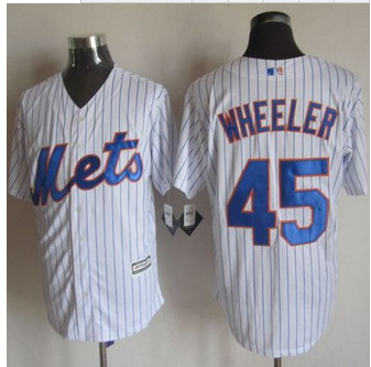 New York Mets #45 Zack Wheeler White(Blue Strip) New Cool Base Stitched Baseball Jersey