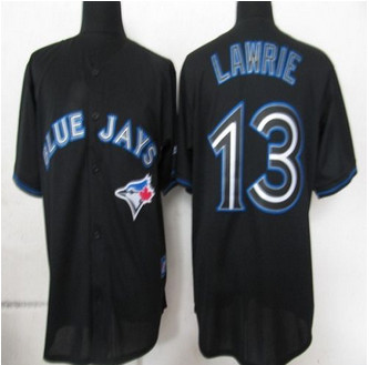 Toronto Blue Jay #13 Brett Lawrie Black Fashion Stitched Baseball Jersey