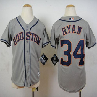 Youth Houston Astros #34 Nolan Ryan Grey Cool Base Stitched Baseball Jersey