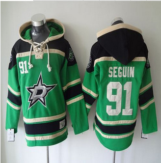 Dallas Stars #91 Tyler Seguin Green Sawyer Hooded Sweatshirt Stitched NHL Jersey