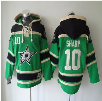 Dallas Stars #10 Patrick Sharp Green Sawyer Hooded Sweatshirt Stitched NHL Jersey