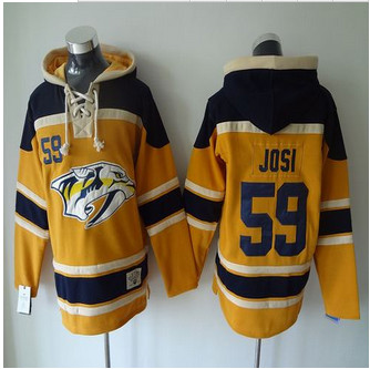 Nashville Predators #59 Roman Josi Yellow Sawyer Hooded Sweatshirt Stitched NHL Jersey