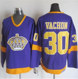 Los Angeles Kings #30 Rogie Vachon Purple Yellow CCM Throwback Stitched NHL Jersey