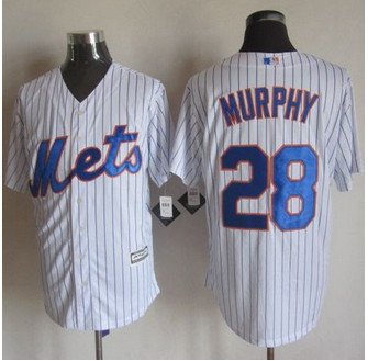 New York Mets #28 Daniel Murphy White(Blue Strip) New Cool Base Stitched Baseball Jersey