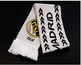 Real Madrid Soccer Football Scarf White