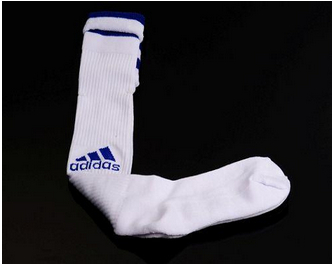 Adidas Soccer Football Sock White & Blue Font
