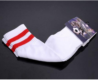 Soccer Football Sock White & Red Stripe