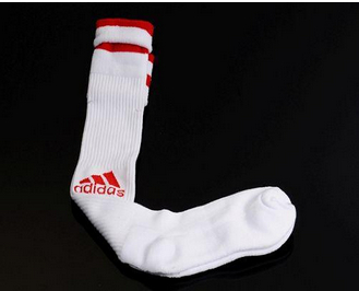 Adidas Soccer Football Sock White & Red Font