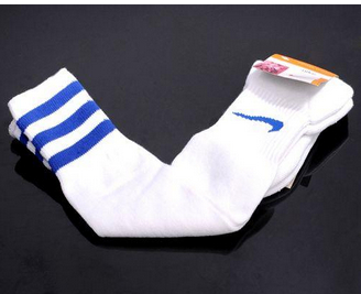 Nike Soccer Football Sock White & Blue Stripe
