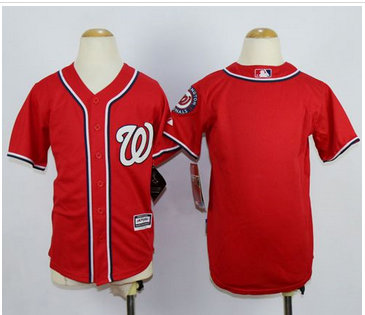 Youth Nationals Blank Red Cool Base Stitched MLB Jersey