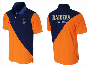 Oakland Raiders orange &Blue Team Issue Performance Polo