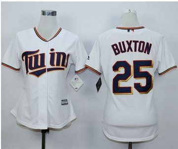 Women Minnesota Twins #25 Byron Buxton White Home Stitched MLB Jersey