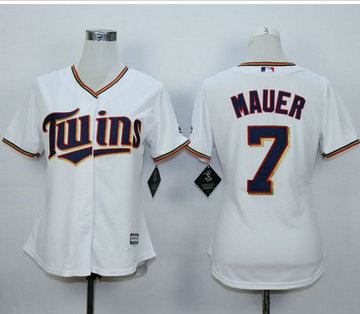 Women Minnesota Twins #7 Joe Mauer White Home Women's Stitched MLB Jersey