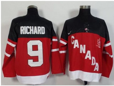 Olympic CA. #9 Maurice Richard Red 100th Anniversary Stitched NHL Jersey