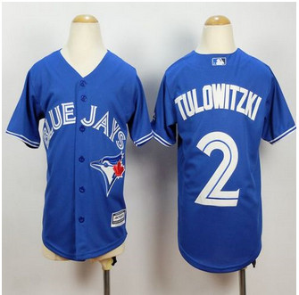 Youth Toronto Blue Jays #2 Troy Tulowitzki Blue Cool Base Baseball Jersey