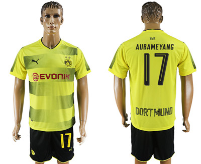 2017-18 Dortmund 17 AUBAMEYANG Home Soccer Jersey