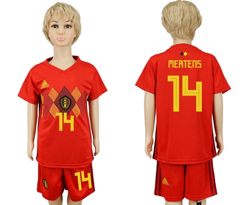2018 World Cup Belgium #14 Mertens Red Home Kid Soccer Country Jersey 2018 World Cup Belgium #14 Mertens Red Home Kid Soccer Country Jersey