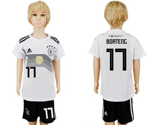 2018 World Cup Germany #17 Boateng White Home Kid Soccer Country Jersey