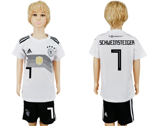 2018 World Cup Germany #7 Schweinsteiger White Home Kid Soccer Country Jersey