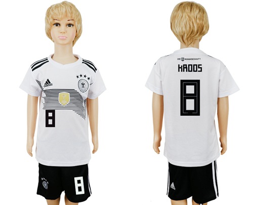 2018 World Cup Germany #8 Kroos White Home Kid Soccer Country Jersey