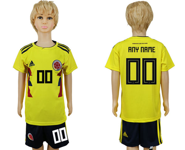 2018 World Cup Kid Colombia Home Customized Soccer Country Jersey