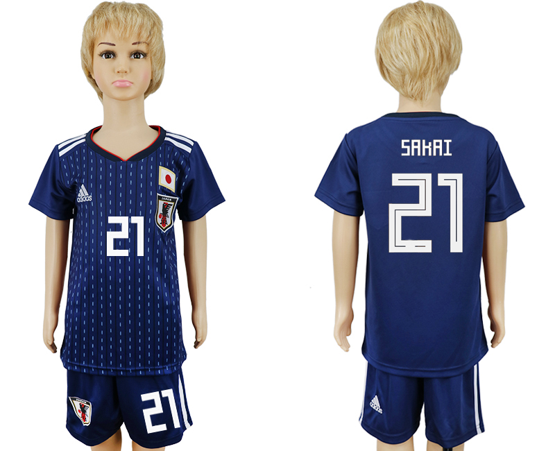 2018 World Cup Kid Japan #21 Sakai Home Soccer Country Jersey