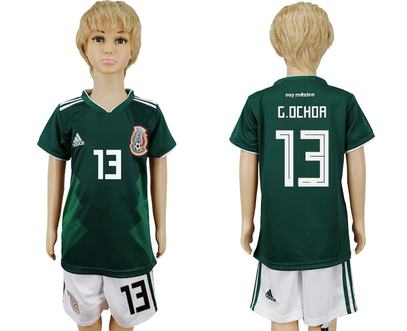 2018 World Cup Kid Mexico #13 G.Ochoa Home Soccer Country Jersey