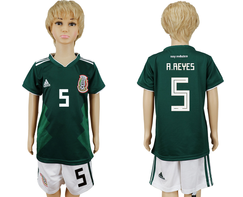 2018 World Cup Kid Mexico #5 A.Reyes Home Soccer Country Jersey