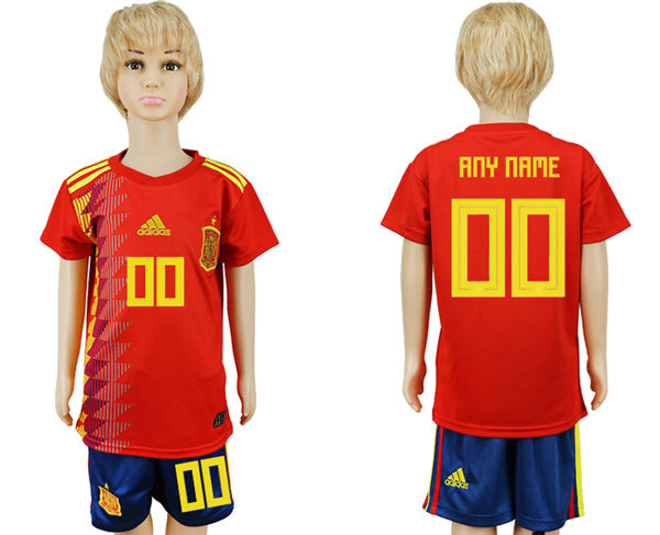 2018 World Cup Kid Spain Home Customized Soccer Country Jersey 2018 World Cup Kid Spain Home Customized Soccer Country Jersey