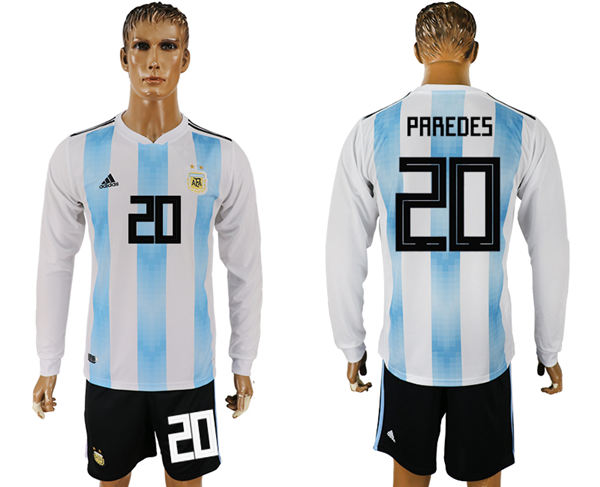 2018 World Cup Men Argentina #20 Paredes Home Long Sleeves Soccer Country Jersey 2018 World Cup Men Argentina #20 Paredes Home Long Sleeves Soccer Country Jersey