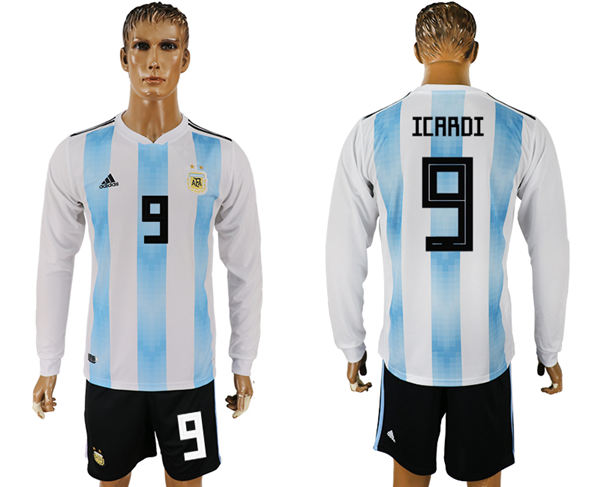 2018 World Cup Men Argentina #9 Icardi Home Long Sleeves Soccer Country Jersey 2018 World Cup Men Argentina #9 Icardi Home Long Sleeves Soccer Country Jersey