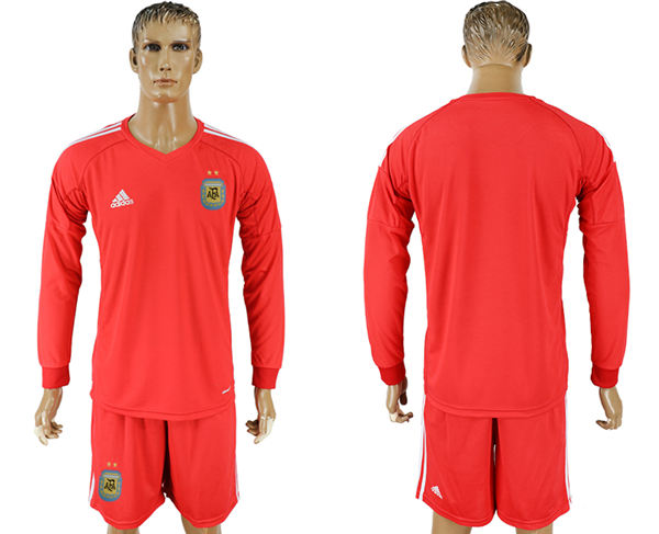 2018 World Cup Men Argentina Home Long Sleeves Red Soccer Country Jersey