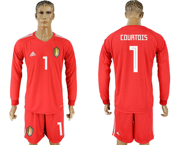 2018 World Cup Men Belgium #1 Courtois Home Long Sleeves Soccer Country Jersey