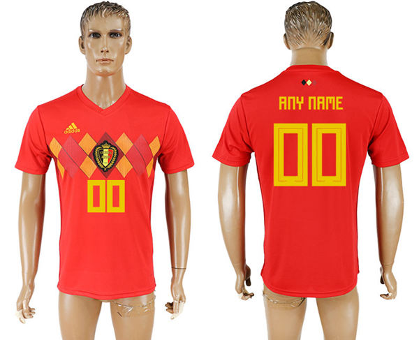 2018 World Cup Men Belgium Red Home Customized Soccer Country Jersey