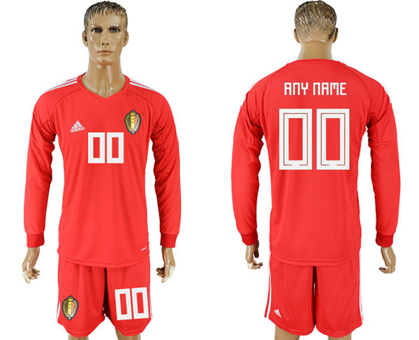 2018 World Cup Men Belgium Red Home Long Sleeves Customized Soccer Country Jersey