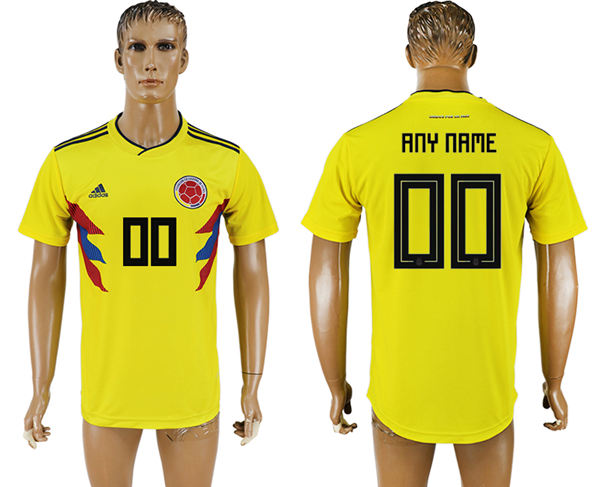 2018 World Cup Men Colombia Blank Home Customized Soccer Country Jersey