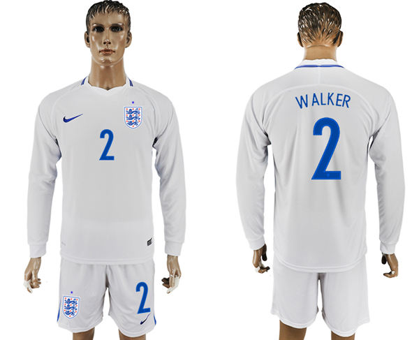 2018 World Cup Men England #2 Walker Home Long Sleeves Soccer Country Jersey