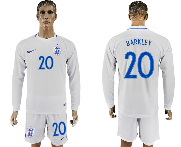 2018 World Cup Men England #20 Barkley Home Long Sleeves Soccer Country Jersey