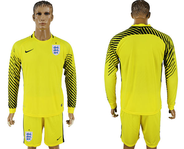 2018 World Cup Men England Home Long Sleeves Yellow Soccer Country Jersey
