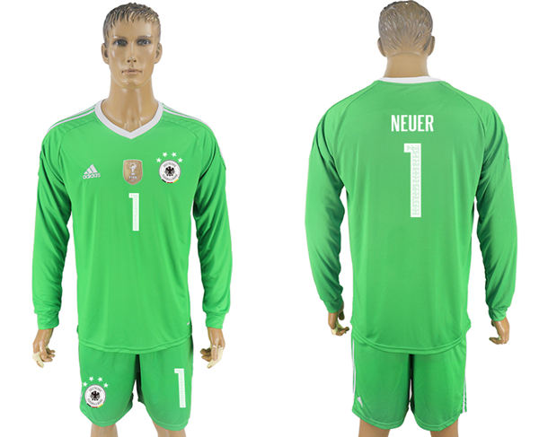 2018 World Cup Men Germany #1 NeuerGreen Home Long Sleeves Soccer Country Jersey