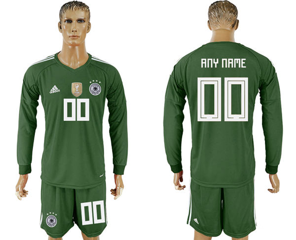 2018 World Cup Men Germany Dack Green Home Long Sleeves Customized Soccer Country Jersey