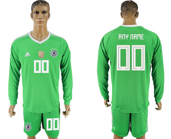 2018 World Cup Men Germany Green Home Long Sleeves Customized Soccer Country Jersey